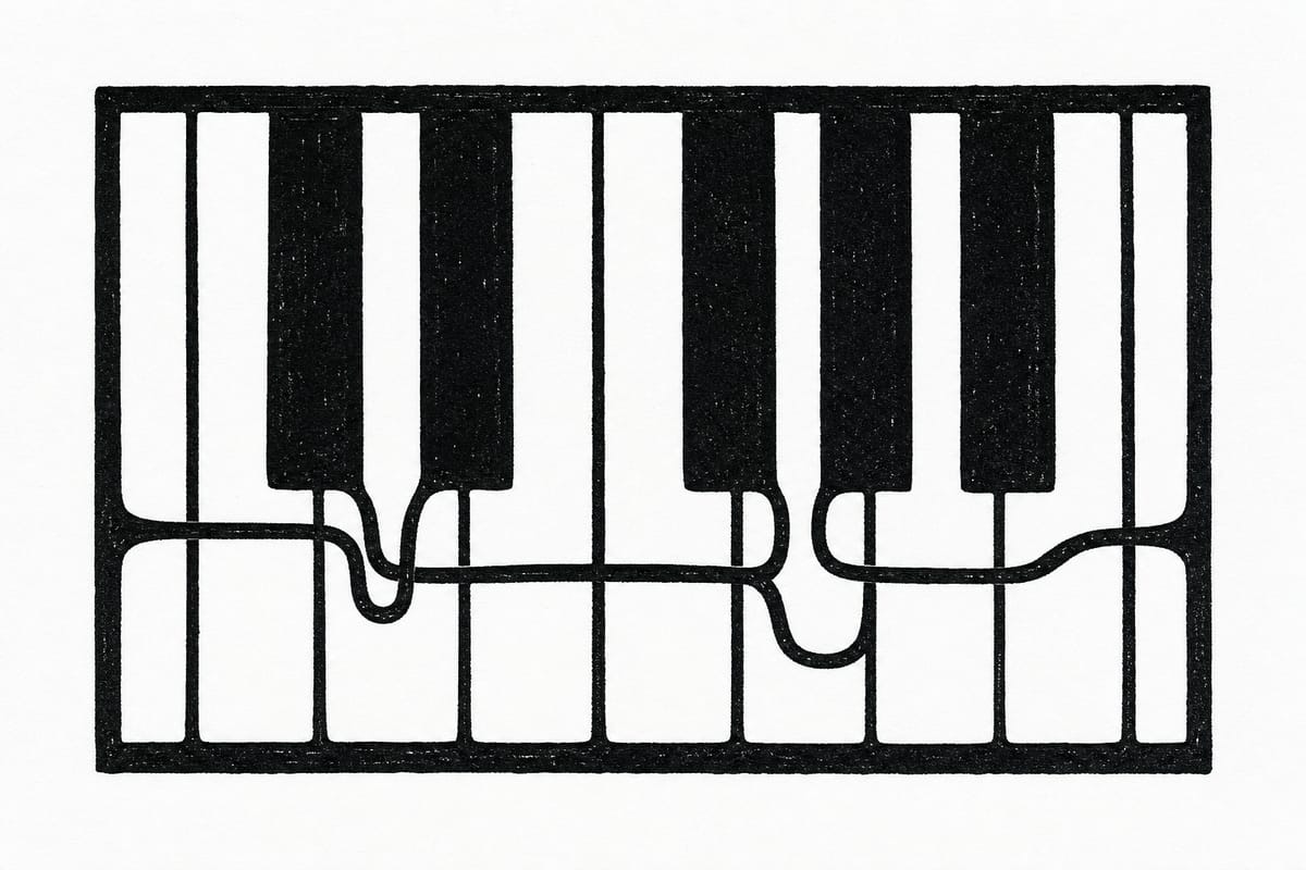 Slow scales up and down the keyboard with proper fingering illustration